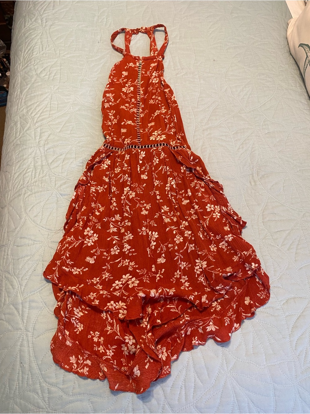Women's Rust Floral Halter Maxi Dress